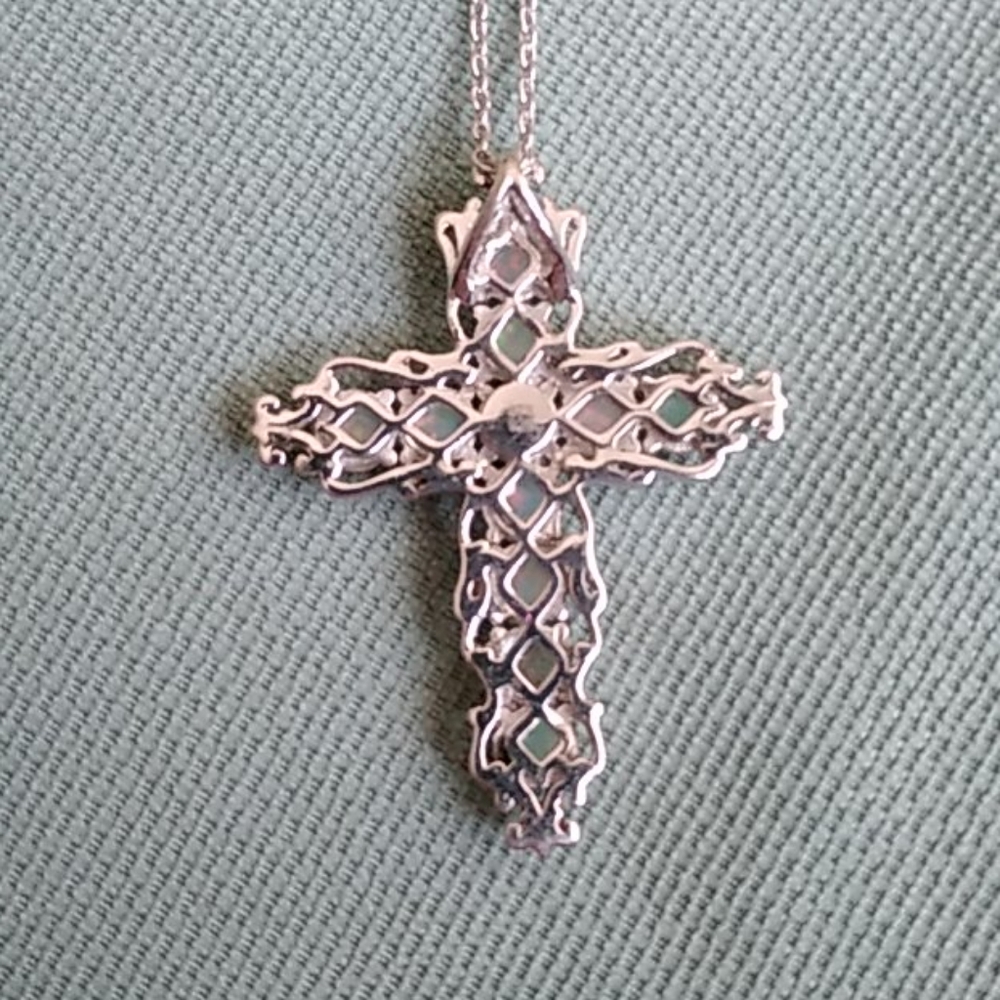 ✳️ ETHIOPIAN WELO OPAL CROSS PENDENT NECKLACE ✳️ - Picture 2 of 6